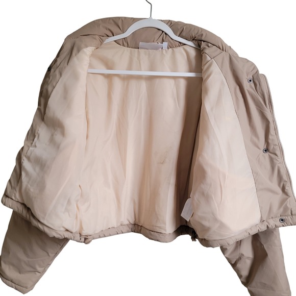 The Fifth Label Tan Beige Cropped Quilted Puffer Jacket Oversized Size US 6 - Picture 6 of 14